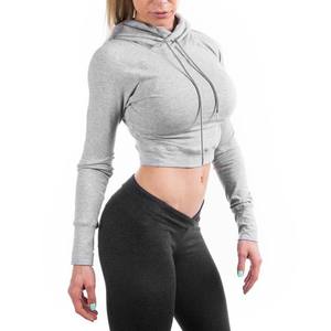 Sudadera corta con capucha para mujer, estilo diario, a la moda, de tela suave, manga larga, informal, para gimnasio y entrenamiento. - Product Image 1