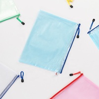 Pochette en maille à fermeture éclair pour Documents A4, sac de rangement pour Documents en plastique, fournitures de bureau, papeterie, vente en gros