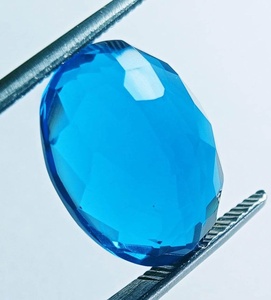 Topaze bleue naturelle certifiée, taille ovale, facettée, pierre précieuse en vrac, clarté VVS, pour la fabrication de bijoux, vente en gros - Product Image 1