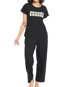 Clothing Manufacturers <b>Women's</b> Sleepwear & Loungewear Print <b>Pajama</b> Set Long Sleeve Round Neck Top & Pants - Product Image 1