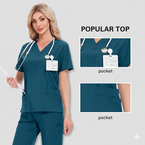 Wholesale TS 4 Way Stretchy Breathable <b>Scrubs</b> <b>Uniforms</b> V-Neck Short Sleeve Nursing <b>Scrub</b> Sets Custom Medical <b>Scrubs</b> - Product Image 4