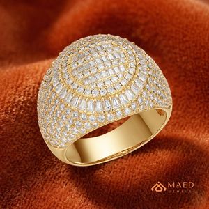 Anillo de Compromiso de Moissanita para Hombre, Chapado en Oro, Plata de Ley, Diseño Ovalado con Halo y Baguette, Joyería de Lujo, Regalo de Aniversario - Product Image 3