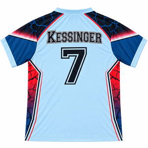 Camiseta de Fútbol Personalizada con Cuello Redondo, Manga Corta, Sublimación, Absorción de Humedad, Unisex, Transpirable, Poliéster, OEM, ODM, Venta al Por Mayor - Product Image 1