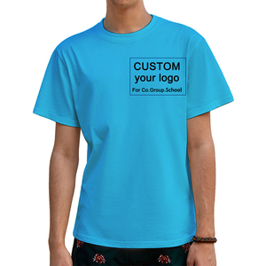 Custom Logo 220 GSM 100% Cotton Knitted Men's <b>Short</b> <b>Sleeve</b> Crew Neck Solid Color Breathable Eco-Friendly Casual for Shirts - Product Image 1