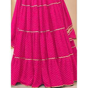 Encantadora mujer rosa Leheriya impreso Georgette tradicional Lehenga Choli - Product Image 2