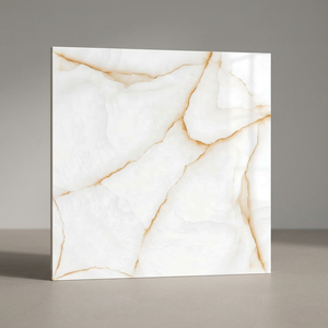 Vente en gros de carreaux de douche en porcelaine blanche 60x60 Carreaux de sol émaillés brillants de 9mm d'épaisseur 600x600 24x24 Designs Book Matched - Product Image 1