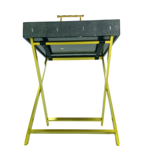 Hot selling High Quality Hotel Furniture Faux Shagreen Buttler <b>Tray</b> Rectangle Shape with Mental Legs - Product Image 2