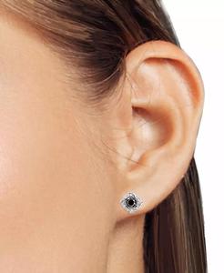Orecchini a bottone con nodo Love diamante bianco & nero (1 ct. T. w.) in argento Sterling | Macacy's - Product Image 2