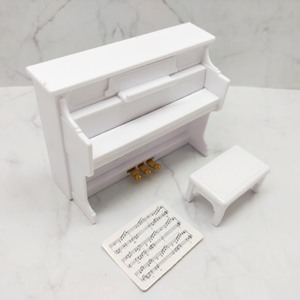 Mini Piano de Juguete de Plástico Blanco con Banco, Instrumento Musical Portátil, Decoración DIY para Mayores de 14 Años - Product Image 3
