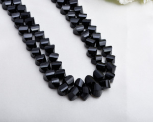 Perles fantaisie torsadées en spinelle noire naturelle pour la fabrication de bijoux fins, collier en pierres précieuses, pierres précieuses en vrac - Product Image 1