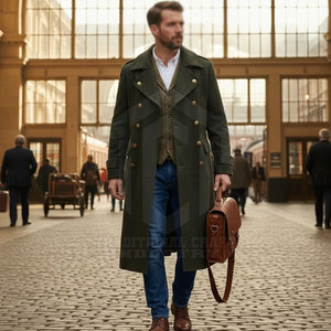 Manteau d'hiver en laine de haute qualité pour hommes - Vêtement d'extérieur élégant et respirant avec garniture en fourrure, tissu durable, options personnalisables, fabrication en usine - Product Image 4