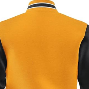 Latest Design Men's Full Sleeve Stand Varsity Jacket 100% <b>Wool</b> Anti-Bacterial <b>Yellow</b> Black Customizable Front Waterproof - Product Image 4