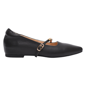 Ann'S Black Women Genuine Lambskin Leather Pointed Toe Mary Jane Flats Low Heel Comfortable Office Dress <b>Shoes</b> - Product Image 2
