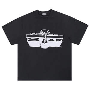 Camiseta Oversize de 300GSM para Hombre, Estilo Hip Hop Urbano, Corte Holgado, Cuello Redondo, Diseño de Dibujos Animados, Tejido con Efecto Ácido, Impresión DTG Personalizada - Product Image 6
