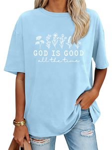 T-shirt pour femme, coupe ample, 100% coton, imprimé graphique DTF, col rond, t-shirts classiques, manches courtes, décontracté et confortable pour l'été - Product Image 2