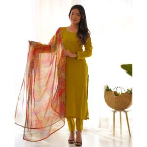 Haut et dupatta à imprimé floral céleste KB Designer, tenue de soirée, taille XS - Product Image 2