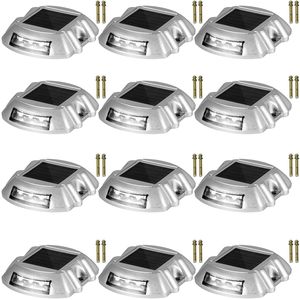 Confezione da 12 Luci Solari Bianche per Sentieri, Impermeabili, per Esterni, Terrazze e Giardini, 6 LED con Viti Incluse - Product Image 1