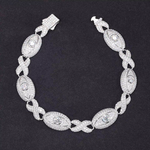 Bracelet chaîne de luxe pour homme en argent 925 plaqué rhodium avec moissanite taille ovale micro-pavée, idéal pour le quotidien - Product Image 4