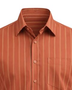 Chemise habillée sur mesure pour homme, rayures verticales orange rouille, coupe ajustée, boutonnée, manches longues, formelle et décontractée, pour le bureau, mélange de coton, OEM - Product Image 5