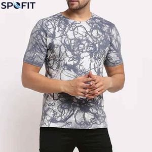 SPOFIT Men's Short Sleeve Printed T-<b>Shirt</b> Slim Fit Quick Dry Knitted Sporty O-Neck <b>100</b>% <b>Polyester</b> Sublimation Transfer Print - Product Image 5