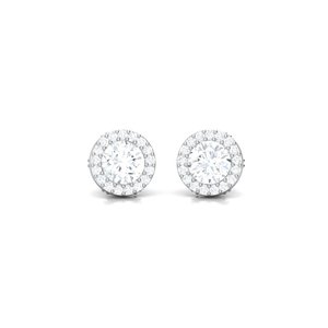 Boucles d'oreilles clous halo en or rose, solitaire rond en zircon cubique micro-pavé, pierre centrale, en argent sterling 925, bijoux fins pour femme, cadeau - Product Image 4