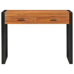 Scrivania per Computer in Legno di Teak e Compensato, 100x40x75 cm, Elegante Scrivania Alta 75 cm - Product Image 3