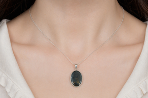 <b>Unique</b> Stone Blue Tiger Eye Oval Pendant 925 Silver Natural Gemstone Cabochon Spiritual Jewelry Rose Gold Yellow Gold Plated <b>her</b> - Product Image 2