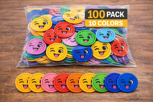 Paquete de 100 Parches Bordados de Cara Sonriente Parpadeante – Apliques Termoadhesivos/Cosidos en 10 Colores para Mochilas, Ropa, Sombreros, Juguetes - Product Image 2