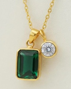 Collier pendentif émeraude de laboratoire, bijoux en pierre précieuse verte synthétique, cadeau de luxe abordable, fournisseur en gros - Product Image 3