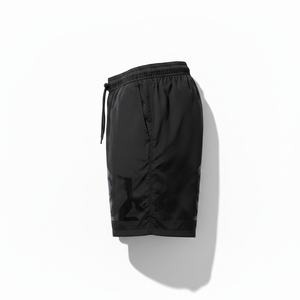 Men's Black Solid Canvas Polyester Board Shorts Mid Waist <b>Elastic</b> Casual Quick Dry Short Shorts - Product Image 3