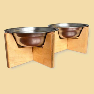 Comedero y Bebedero de Bambú y Acero Inoxidable para Perros y Gatos, Soporte de Madera Sólida para Mascotas, Hogar y Jardín - Product Image 2