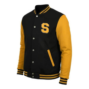 Veste universitaire personnalisée avec manches en cuir PU et broderie chenille – Veste Letterman haut de gamme – Vente en gros OEM - Product Image 1