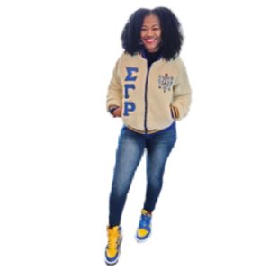 เสื้อแจ็คเก็ตบอมเบอร์ Sigma Gamma Rho ปักลายเชนิลล์ เสื้อผ้าสำหรับชมรมนักศึกษากรีก เสื้อโค้ทกันหนาวคุณภาพพรีเมียมสำหรับผู้หญิง - Product Image 6