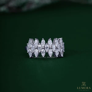 1.2CT Multi <b>Row</b> Marquise Cut Lab Grown Diamond Eternity Band Ring 14K White Gold Cluster Wedding Promise Rings for Women <b>Gift</b> - Product Image 1