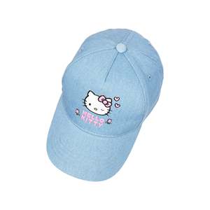 Gorra de Béisbol Kitty Denim Unisex, 100% Algodón, Ajustable, Panel Frontal Azul Claro, Diseño de 6 Paneles, Estilo Casual - Product Image 2