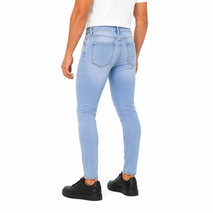 Custom <b>Men</b> <b>Stretch</b> Slim Fit Denim Jeans Fitted Skinny Denim Jeans Pants Five Pocket Casual Denim Jeans Trousers Solid Colour - Product Image 4