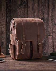 กระเป๋าเป้สะพายหลังกันน้ำสำหรับเดินทาง หนังแท้คุณภาพสูง สไตล์วินเทจ ป้องกันการโจรกรรม ความจุ 20-35 ลิตร เหมาะสำหรับทุกเพศ - Product Image 5