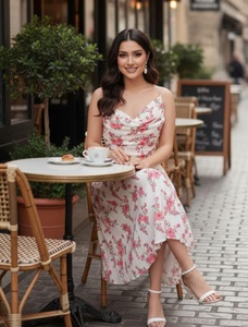 Vestido de Moda 100% Algodón para Mujer, Vestido Maxi Indio sin Mangas, Elegante Estampado Floral, Estilo Boho, Vestido Midi para Fiesta - Product Image 2