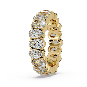 Anillo de Boda de Lujo de Oro de 14K con Diamantes de Laboratorio Corte Pera Brillantes y Engaste Compartido, Anillo de Compromiso, Joyería - Product Image 2
