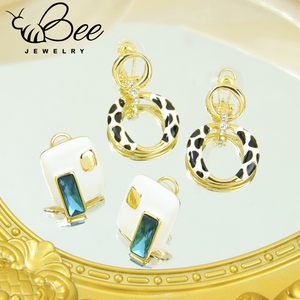 Bold Fashion America Style 14K Gold Plated <b>Crystal</b> Drop <b>Earrings</b> High Quality Irregular Unique Hoop <b>Earring</b> For Bulk Sale - Product Image 4