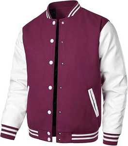 Blouson universitaire personnalisé OEM, mode hiver, coton/polyester, broderie rose, polaire, style bomber, universitaire, baseball, Letterman, logo frontal - Product Image 2