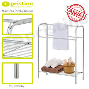 Porte-serviettes sur pied en métal chromé à 2 barres, style moderne, pour salle de bain, vente en gros OEM, directement de Taïwan, pour la maison et le bricolage (DIY) - eBay - Product Image 4