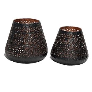 Cylinder Metal <b>Candle</b> Holders With Tree And Deer Die Cut Design White Gold Home Decoration Set Of 2 - Product Image 5