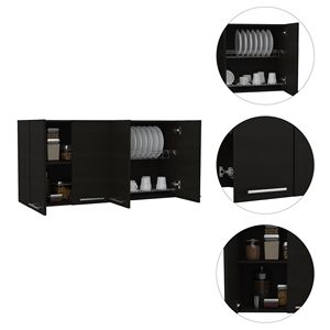 Armadio a Muro Nero 120 con Quattro Ante e Due Ripiani, Mobili da Cucina Doppi - Product Image 3