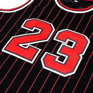Camiseta sin mangas unisex de baloncesto Heat for 23, negra con rayas rojas, estampado en relieve, malla transpirable, 100% poliéster - Product Image 6