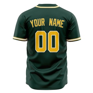 Camiseta de Béisbol Verde Personalizada para Hombre, Manga Corta, con Botones, Nombre del Equipo 00, Impresión, Poliéster que Absorbe la Humedad, Corte Regular para Adultos - Product Image 3