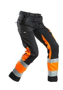 Pantalon de travail haute visibilité orange et noir pour homme, bandes réfléchissantes, plusieurs poches, uniforme de sécurité certifié CE - Product Image 2