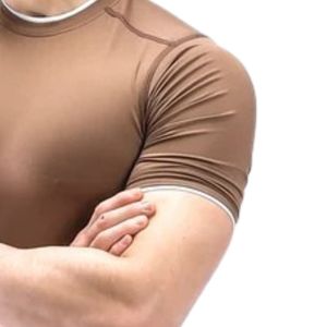 Camiseta de Manga Corta para Hombre, Cuello Redondo, Corte Ajustado, Color Marrón, Estilo Casual Básico - Product Image 3