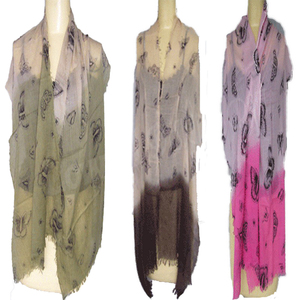Women's cotton scarf With Hand Drawn Butterfly Pattern Ombre Gray To Black Lightweight Scarf For Daily Wear - Product Image 4