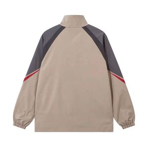 Chaqueta Deportiva para Hombre, Color Negro y Gris, con Bloques de Color, Cierre Completo, Cuello Alto, Manga Regular, Poliéster, para Otoño, Resistente al Viento - Product Image 4